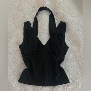 Bebe Elegant Black Halter Top